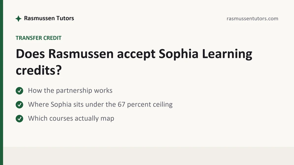 Does Rasmussen accept Sophia Learning credits?, a Rasmussen student guide, from Rasmussen Tutors