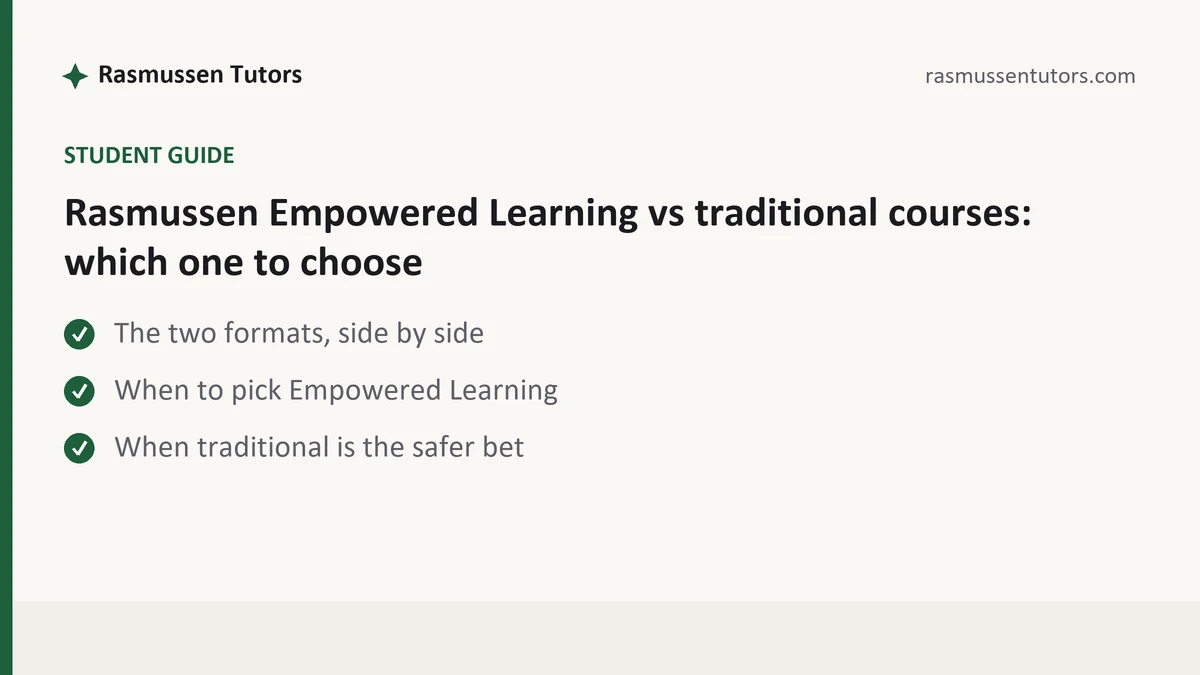 Rasmussen Empowered Learning vs traditional courses: which one to choose, a Rasmussen student guide, from Rasmussen Tutors