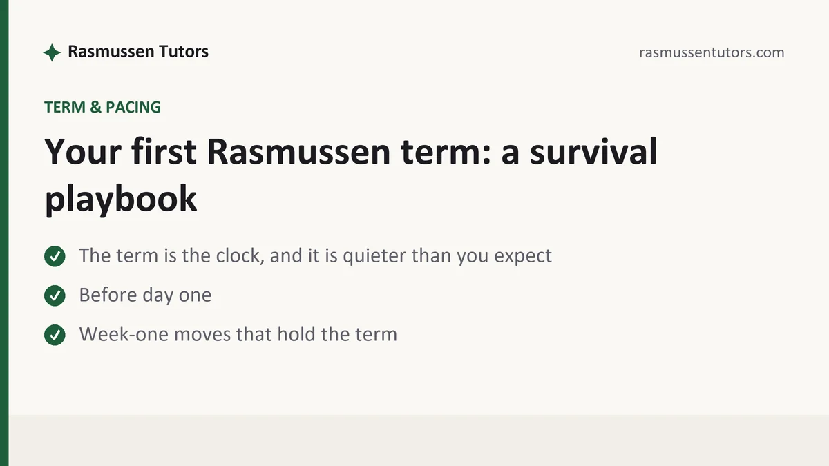 Your first Rasmussen term: a survival playbook, a Rasmussen student guide, from Rasmussen Tutors