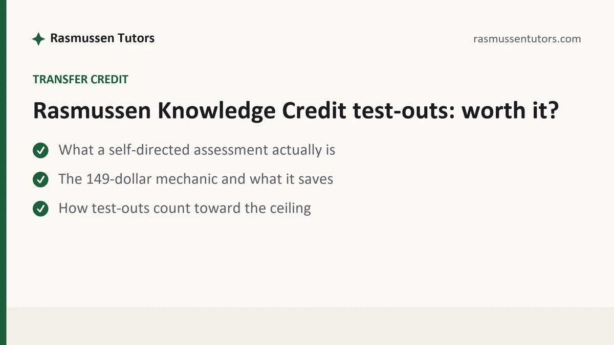 Rasmussen Knowledge Credit test-outs: worth it?, a Rasmussen student guide, from Rasmussen Tutors